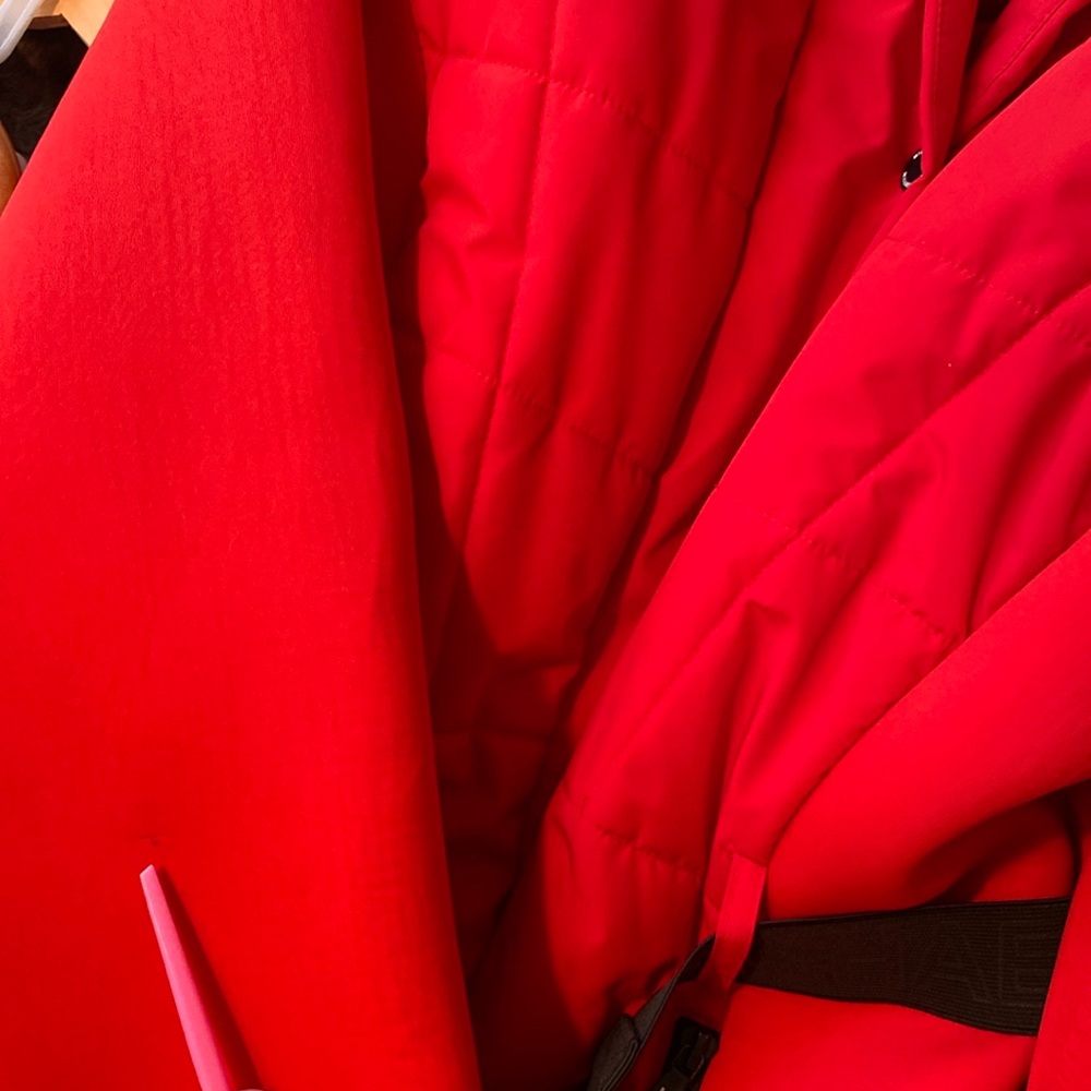 🔥 Michael Kors XL Red 🔥 Belted Winter Coat Jacket Hood - Picture 16 of 16